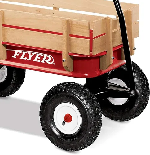 Vista 9 de 32 vagones de acero y madera todo terreno Radio Flyer , Rojo