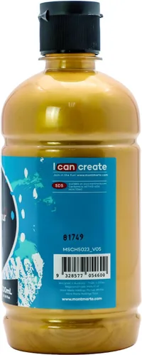 Vista 4 de Mont Marte Juego de pintura acrílica dorada de 16.9 oz (16.9 fl oz), perfecto para lienzo, madera, tela, cuero, cartón, papel, MDF y manualidades