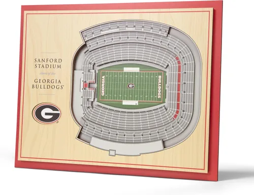 Vista 35 de YouTheFan - Póster para pared de la NCAA, vista de estadio en 3D de 5 niveles, Marrón