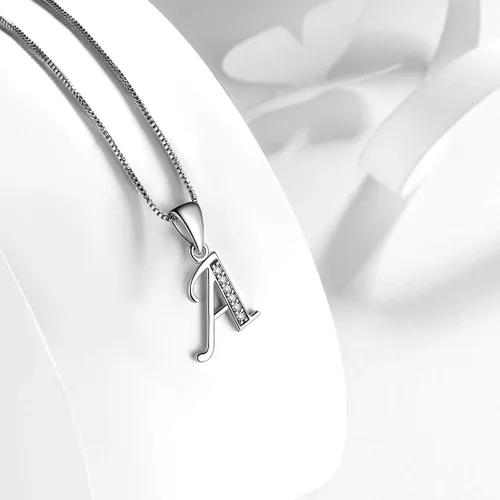 Vista 4 de Aurora Tears Collar de letra inicial de plata de ley 925 con dije de alfabeto de cristal, regalo con nombre de cristal, joyería de circonita cúbica