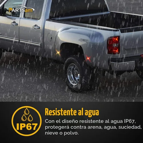 Vista 5 de Partsam Juego de luces LED para guardabarros, 4 piezas, de repuesto para camionetas Sierra y Silverado Dually 2500 3500 HD de ruedas dobles
