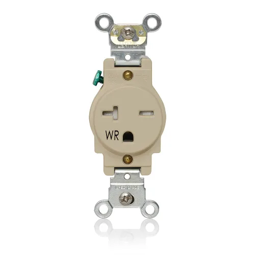 Vista 6 de Leviton Salida de un solo receptáculo, resistente a la intemperie, 20 amperios, 250 voltios, grado de especificación industrial de servicio pesado