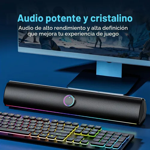 Vista 6 de Altavoces de computadora para PC de escritorio, barra de sonido de computadora Bluetooth, barra de sonido inalámbrica para PC, refuerzo de graves