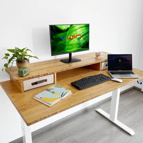 Vista 8 de Mesa de escritorio de bambú 100% sólido de 48 x 27.5 x 1 pulgadas, solo para escritorio de pie, escritorio de oficina en casa (ángulo derecho)