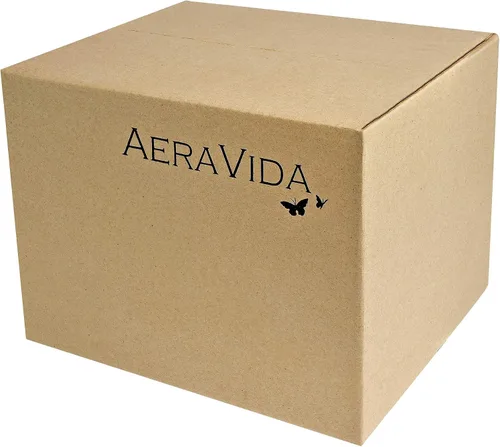 Vista 6 de AeraVida Florero delgado con forma de botella de árbol de mango con mancha marrón natural para flor, 8 pulgadas