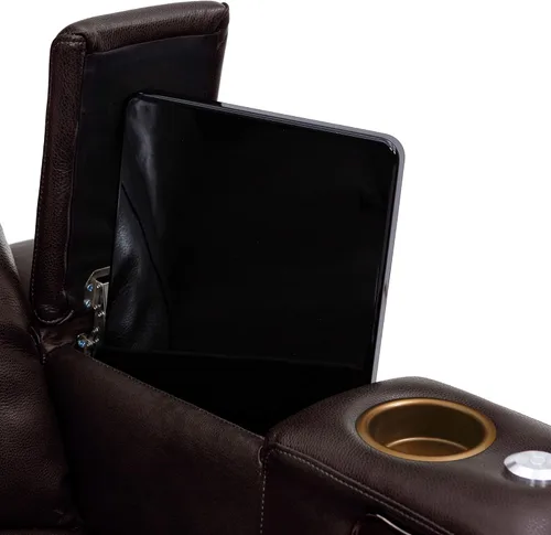 Vista 8 de Seatcraft Octavius - Sofá marrón con asiento de cine en casa con mesa