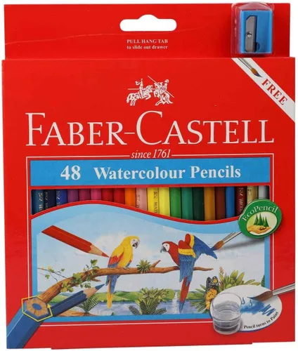 Vista 2 de Faber Castell - Lápices de acuarela con sacapuntas y pincel, juego de 48 lápices de acuarela