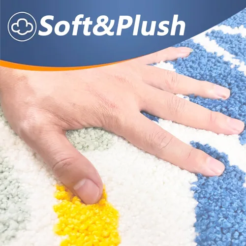 Vista 4 de Tapete de baño de 16 x 24 pulgadas, tapete de baño de microfibra antideslizante, lavable, grueso, suave, absorbente, con hojas para baño, fregadero