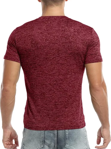 Vista 4 de KUYIGO Henley - Camiseta básica de manga corta y larga para hombre