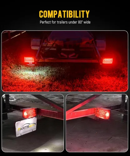 Vista 7 de Partsam - Kit de luces traseras LED rectangulares combinadas de 6", 12V, sumergibles, selladas, rojas, para remolque de barco, luz de freno