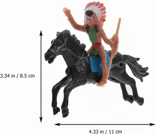Vista 8 de NUOBESTY Figuras de modelo indio, equitación de plástico indios, figuras de nativos americanos, 8 piezas