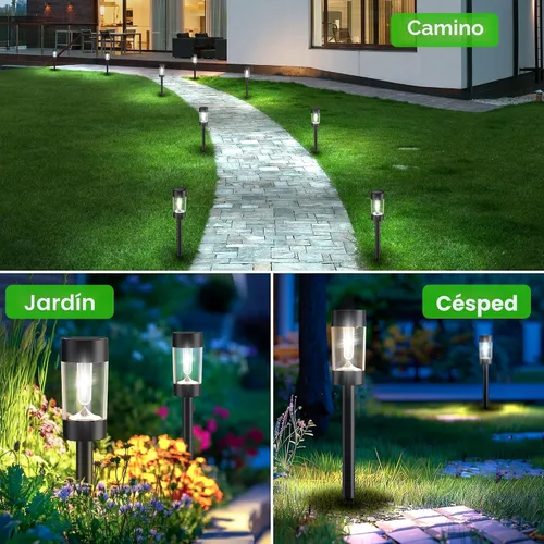 Vista 5 de Eyrosa Luces solares para caminos al aire libre, impermeables, paquete de 8 Cold