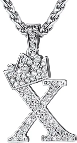 Vista 34 de U7 Crown Initial Number Necklace for Men Women A-Z Letter Pendant Chain a. Oro