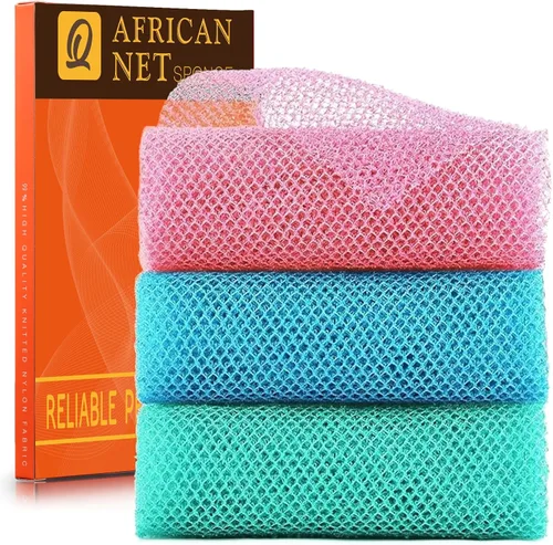 Vista 21 de UJFQBH African Net Sponge Authenti, exfoliante corporal para espalda y zonas de difícil acceso, exfoliante diario suave para limpieza profunda Gris