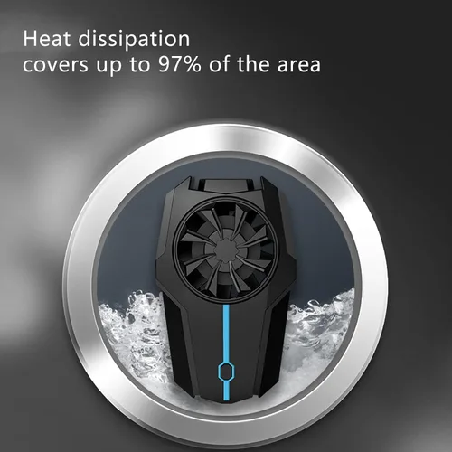 Vista 4 de Phone Cooling Fan Mobile Game Radiator with 3 Speed Wind, 500mAh Battery Super Silent, Spring Clamp Universal Fit for Gaming
