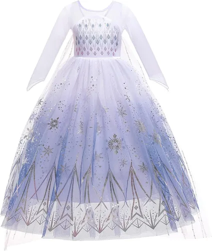 Vista 2 de TSIZFXI Elsa - Vestidos de princesa para niñas, fiesta de cumpleaños con accesorios de 3 a 8 años