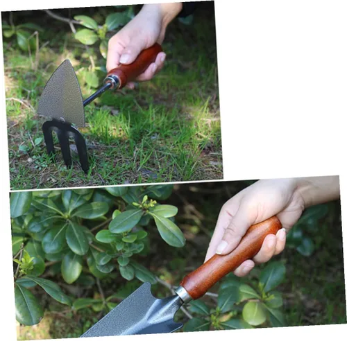 Vista 6 de NUOBESTY 4pcs Thickened Mini Iron Shovel Garden Tool Set with Handles Planting and Weeding Spade Kit for Seedling Transplanting and Cultivating