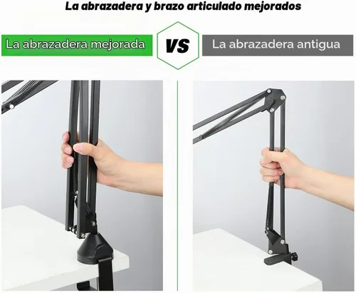 Vista 2 de Para Shure SM7B Boom Arm - Soporte de micrófono con 2 cubiertas de micrófono para reducir los ruidos del viento, gestión de cables y filtro pop