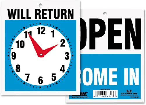 Vista 4 de Headline Sign 9395 - Letrero de doble cara con manecillas de reloj, 6 x 11.5 pulgadas, color azul