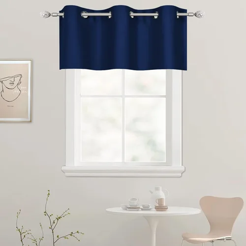 Vista 35 de DECOVSUN Cenefa de cortina opaca amarilla brillante para ventanas de cocina, cenefa opaca con ojales para dormitorio, cenefa corta y recta para sala