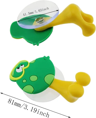 Vista 3 de 5 soportes para cepillos de dientes para niños, lindos animales de dibujos animados, montados en la pared, para niños, niñas, adultos, resistentes
