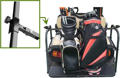 Vista 2 de Soporte universal para bolsa de carrito de golf para asiento trasero EZGO Club Car Yamaha No requiere perforación/longitud ajustable