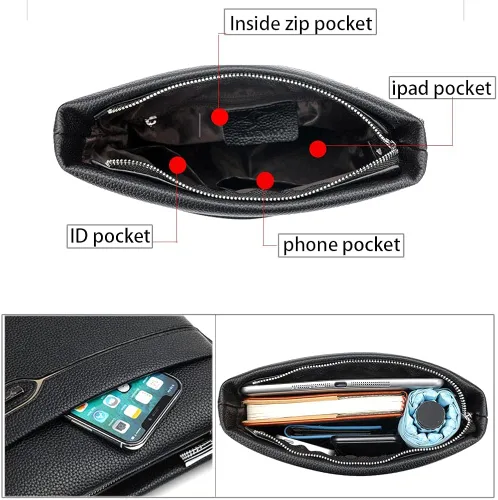 Vista 3 de Men's Leather Shoulder Bag, Men Purse Messenger Bag Business Shoulder Bag Crossbody Briefcase