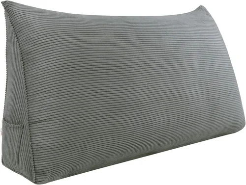 Vista 10 de WOWMAX Almohada de cuña para cabecero de cama de día, con funda extraíble, sin botones, tamaño matrimonial