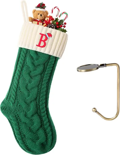 Vista 98 de Botas de Navidad personalizadas, iniciales personalizadas, 18 pulgadas, botas de Navidad tejidas con letras para colgar en la chimenea, botas