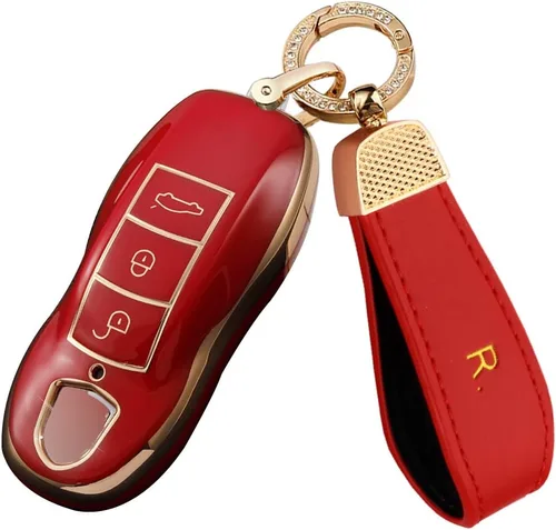 Vista 6 de SANRILY Funda de llave para llavero Porsche, Beige