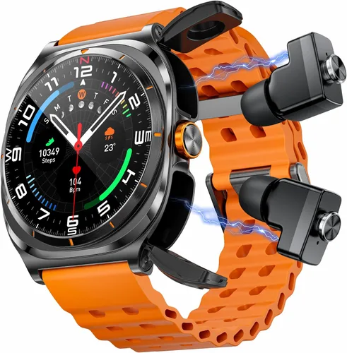 Vista 9 de Reloj inteligente 2 en 1 con auriculares para hombres TWS Auriculares inalámbricos Relojes inteligentes para teléfonos Android iOS con llamadas