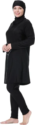 Vista 2 de Plus Size Muslim Swimsuits for Women Rash Guard Swimwear Top Pants with HijabCap
