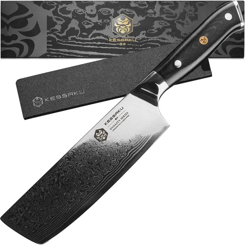 Vista 14 de KESSAKU Cuchillo de trinchar – 12 pulgadas – Serie Damascus Dynasty – Razor Sharp – Granton Edge – Acero inoxidable japonés forjado de 67 capas
