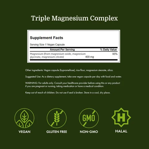 Vista 4 de Swanson Complejo Triple Magnesio, 100 cápsulas, 400 mg cada uno