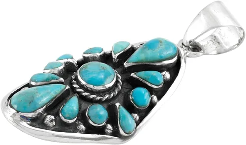 Vista 3 de Turquoise Necklace 925 Sterling Silver Pendant & 18" Chain