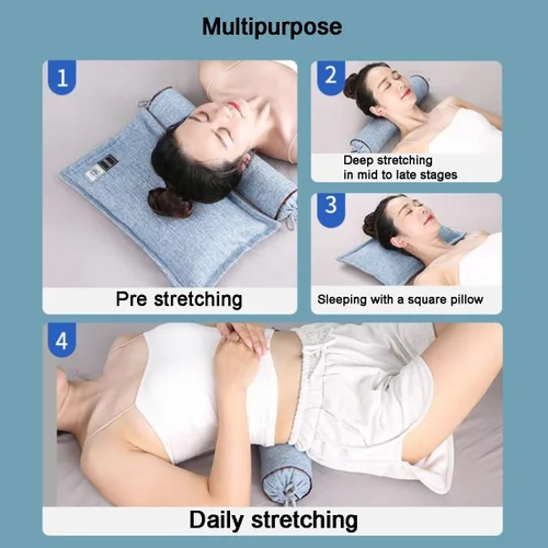 Vista 2 de Almohada de cuello de trigo sarraceno, almohada cilíndrica de trigo sarraceno, almohada ajustable para el cuello, soporte cervical para aliviar