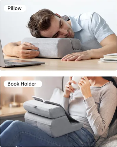 Vista 7 de UGREEN Soporte de almohada para tableta, paquete gris, soporte para tableta para escritorio de doble varilla