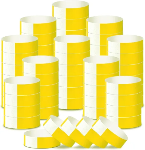 Vista 8 de 2000 pulseras de papel para eventos, impermeables, color negro neón, pulseras adhesivas de identificación de conciertos, bandas de mano para eventos