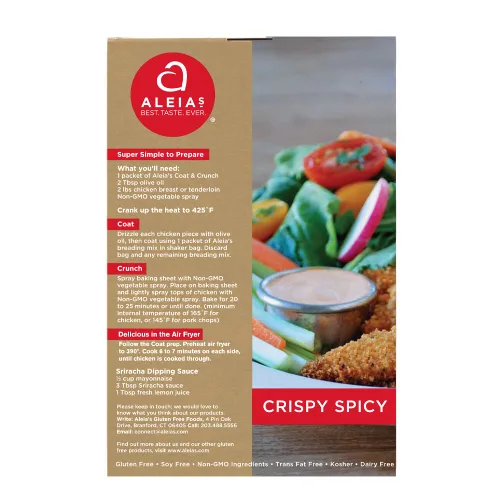 Vista 3 de ALEIA'S MET. SABOR. EVER. Abrigo picante crujiente y crujiente – 4.5 onzas / 1 paquete – Empanado crujiente para aves de corral, carne, mariscos