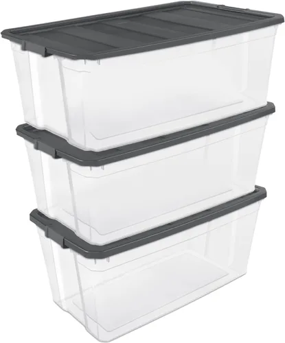 Vista 12 de Sterilite - Caja apilable modular con tapa de cierre, 16 cuartos de galón, paquete de 6 Contenedores de almacenamiento de plástico transparente