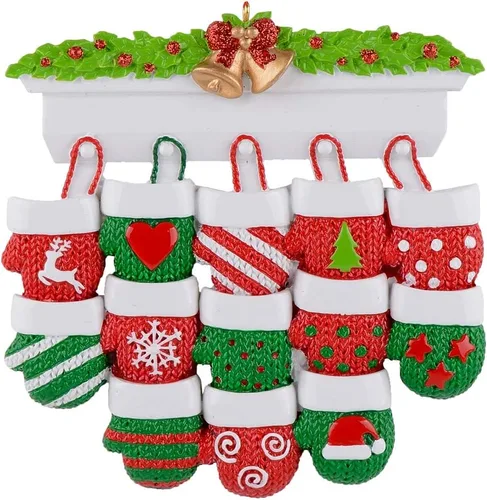Vista 10 de MAXORA Adorno personalizado para árbol de Navidad de familia de 2 mitones 2023, tradición familiar, recuerdo de Navidad, colección de regalo