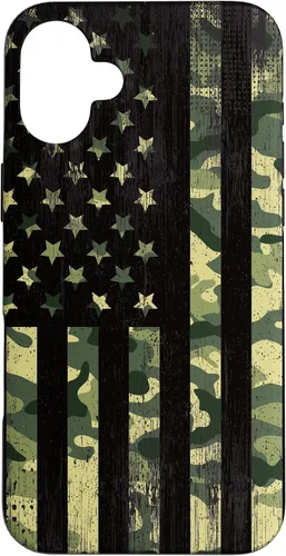 Vista 22 de iPhone 16 American Flag Camo Camouflage Black Patriotic Pride Case