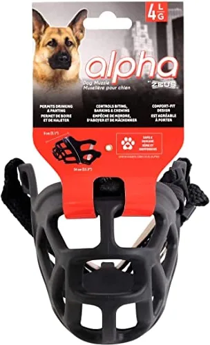 Vista 8 de ZEUS Bozal Alpha TPR para perros pequeños, diseño de ajuste cómodo que evita morder, ladrar y masticar, color negro