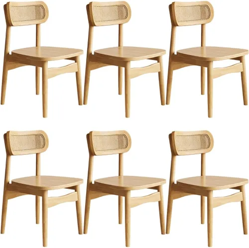 Vista 12 de YVYKFZD Juego de sillas de comedor de madera maciza, sillas de cocina sin brazos, silla de comedor con respaldo de ratán, cómoda silla lateral