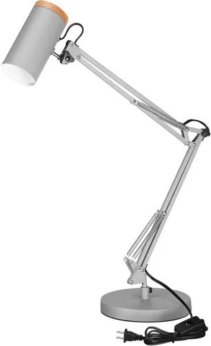 Vista 9 de TORCHSTAR Lámpara de escritorio alta con brazo oscilante con acento de madera, tamaño grande ajustable altura máxima de 31 pulgadas, lámpara