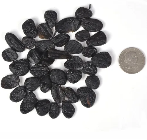 Vista 3 de Natural Tektite Slice Chips Rock DIY Joyería Hacer Cuentas 16 Pulgadas