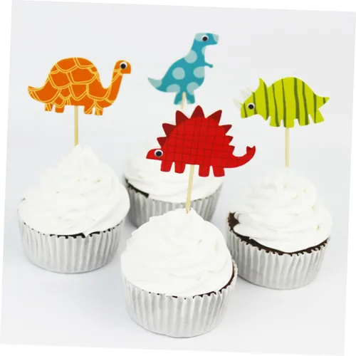 Vista 7 de Dinosaur Cake Toppers 96pcs Paper Cartoon Birthday Party Decorations