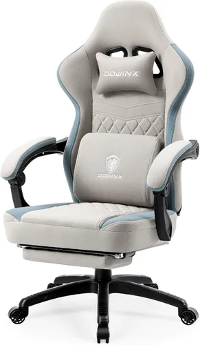 Vista 10 de Silla de juegos Dowinx con tela transpirable, silla de computadora con colchón de resorte de bolsillo, silla de oficina cómoda con almohadilla
