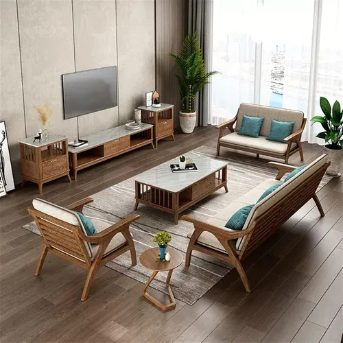 Vista 6 de Mesa auxiliar para sofá de sala de estar, mesa auxiliar de madera moderna con cajón y estante de almacenamiento, decoración rectangular elegante