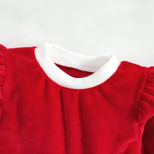 Vista 31 de Mameluco de Navidad para niñas recién nacidas, falda de malla de terciopelo rojo, traje de primera Navidad, regalo de Navidad